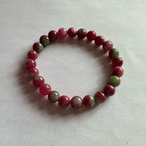(3 for 20.00)Elegant Pink and Green Beaded glass or stone Bracelet-New